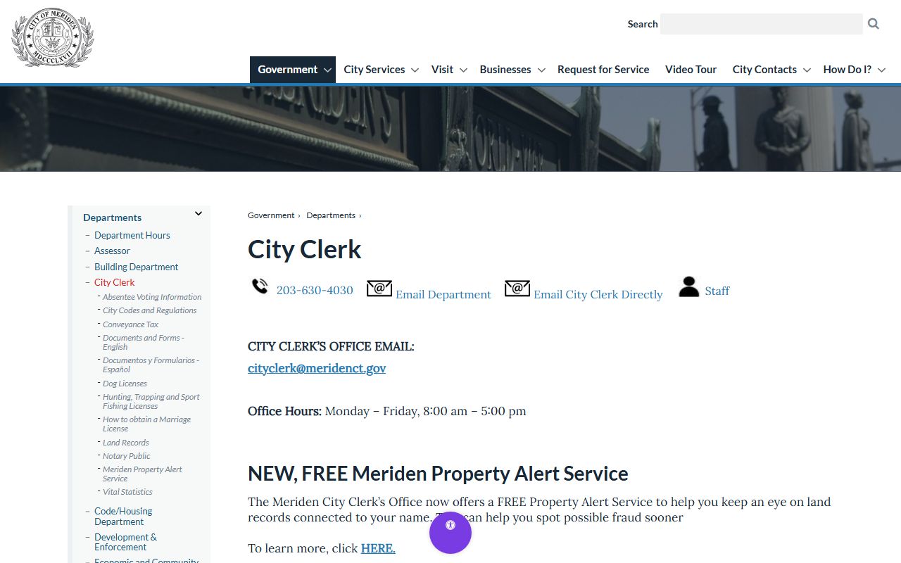 Meriden property records reference image