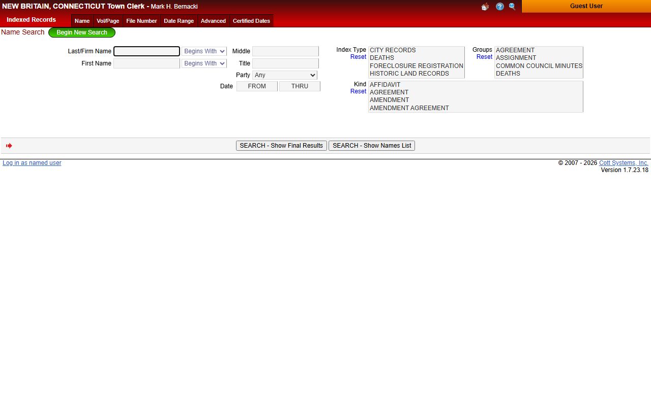 New Britain property records reference image