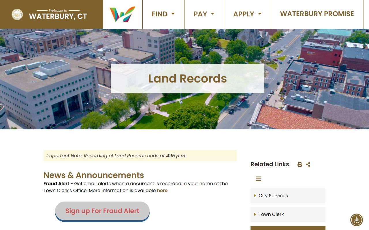 Waterbury property records reference image