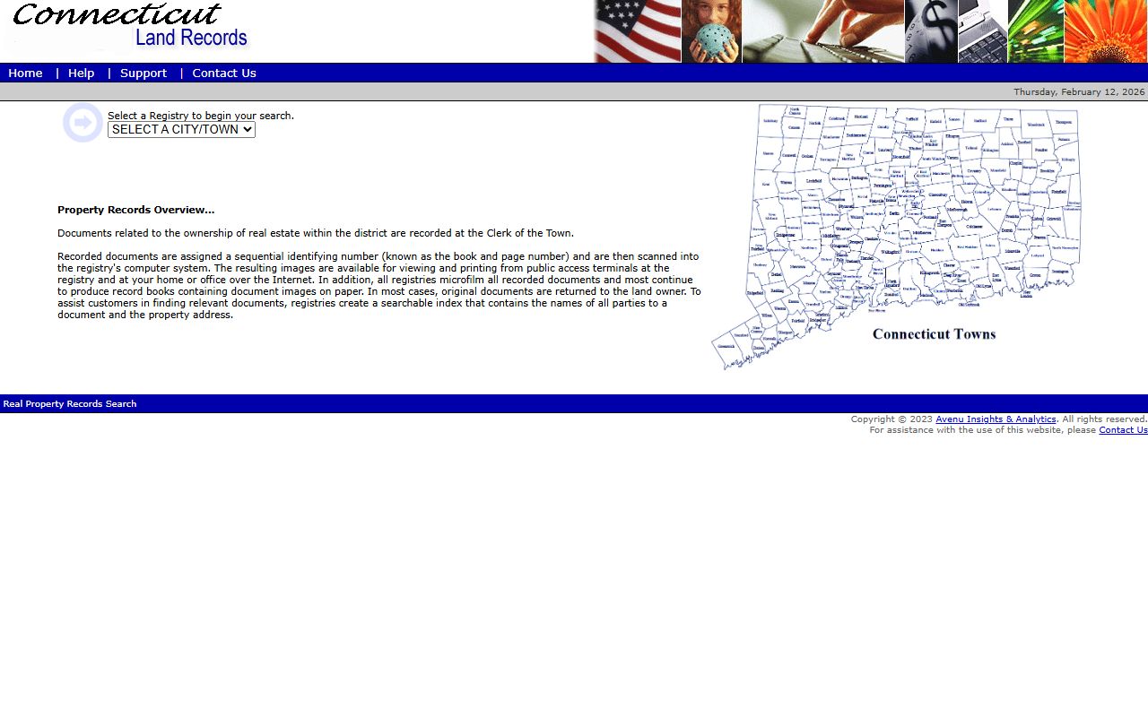 Connecticut property records reference image